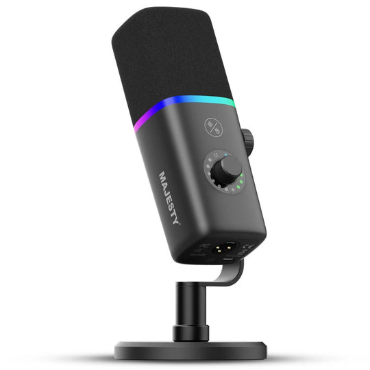 ميكروفون Majesty SM8 الاحترافي USB-C و XLR 192kHz/24Bit RGB مراقبة مباشرة أسود