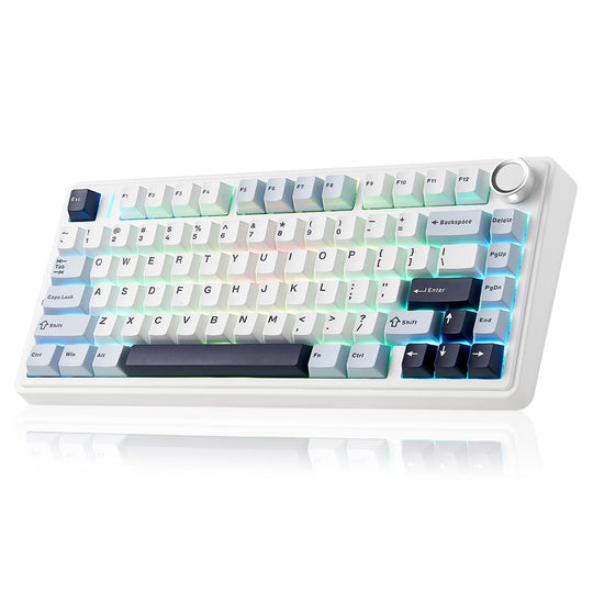 AULA F75 Tri-Mode Gasket 75% Mechanical Keyboard with Knob - Glacier Blue