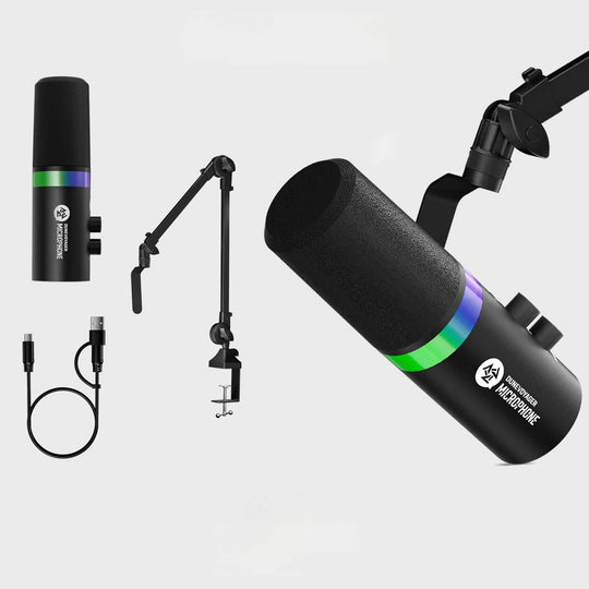 DuneVoyager DM1 USB/XLR Dynamic Gaming Microphone Boom Arm