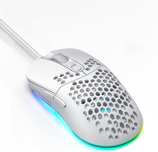DuneVoyager GE4 Honeycomb Gaming Mouse 12800DPI 30M Clicks White