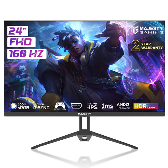 شاشة ألعاب Majesty 24 بوصة FHD 160Hz IPS 1ms HDR 100% sRGB