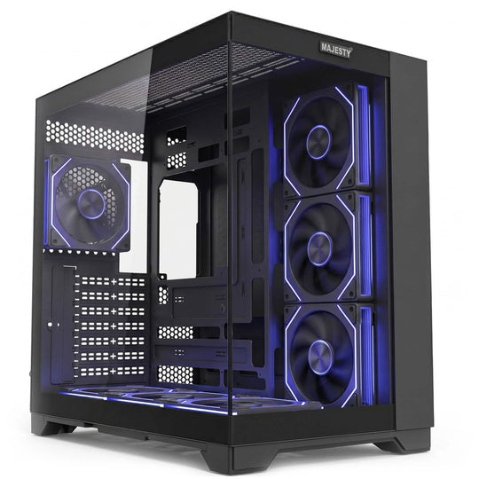 Majesty Lightning 7 Mid Tower PC Case 7 ARGB Fans ATX 360mm Black