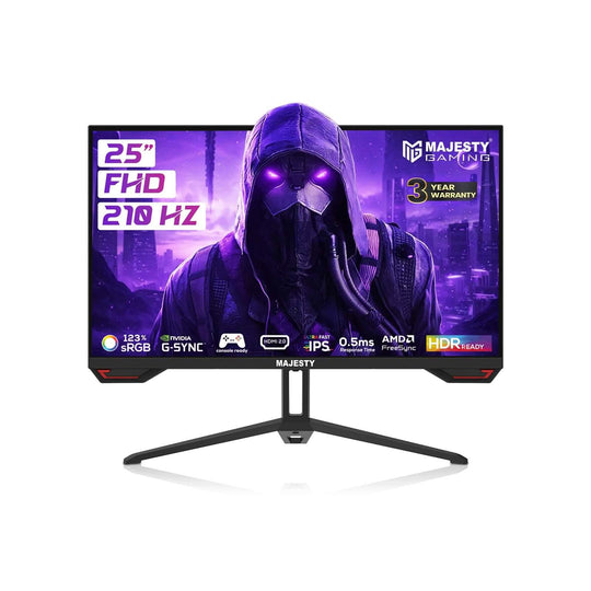 شاشة ألعاب Majesty 25 بوصة FHD 210Hz IPS 0.5ms HDR G-SYNC FreeSync