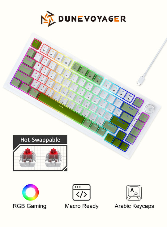 DuneVoyager SK01 82 Keys 75% Gasket Mechanical Keyboard Red Switches RGB