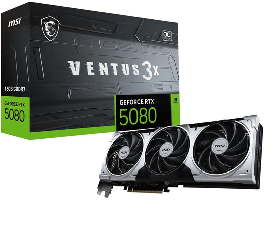 MSI VENTUS GeForce RTX 5080 3X OC PLUS 16GB GDDR7 Graphics Card - 2640 MHz