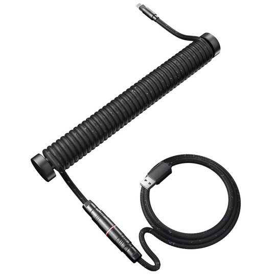 DuneVoyager AC1 Coiled Aviator Keyboard Cable USB-C 3m Black