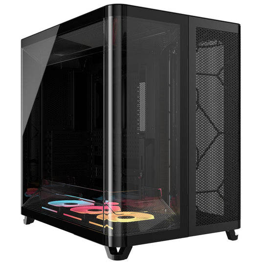 Corsair AIR 5400 LX-R RGB iCUE LINK Triple Chamber Mid-Tower PC Case - Black