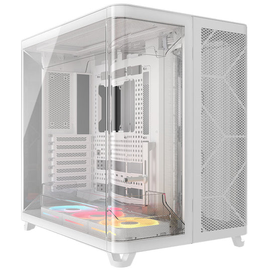 Corsair AIR 5400 LX-R RGB iCUE LINK Triple Chamber Mid-Tower PC Case - White