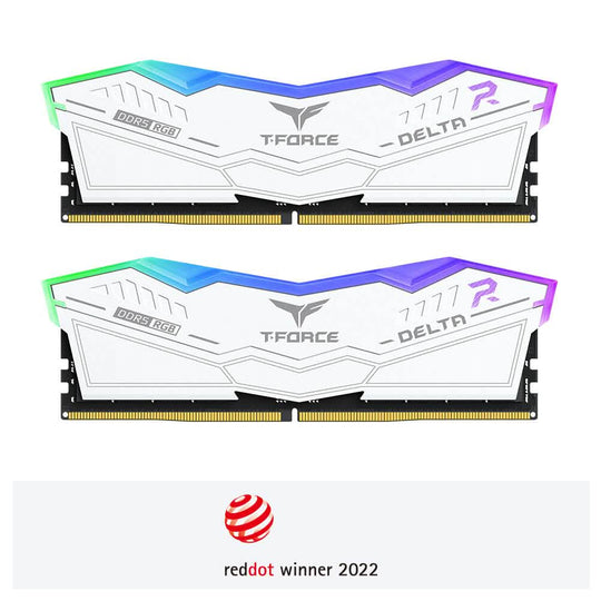 TeamGroup T-Force DELTA RGB DDR5 32GB (2x16GB) 6000MHz CL38 Desktop Memory White