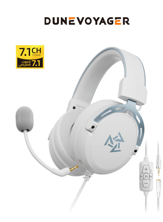 DuneVoyager C2 7.1 Wired Gaming Headset 253g V-Shape Tuning White