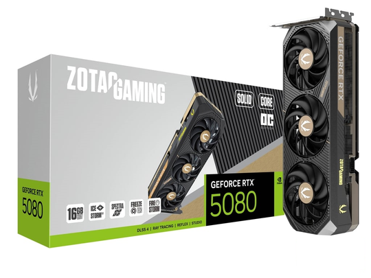 Zotac GeForce RTX 5080 Solid Core OC 16GB GDDR7 2640 MHz Graphics Card