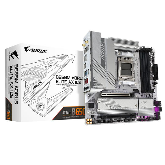 Gigabyte B650M AORUS ELITE AX ICE AM5 mATX White Motherboard